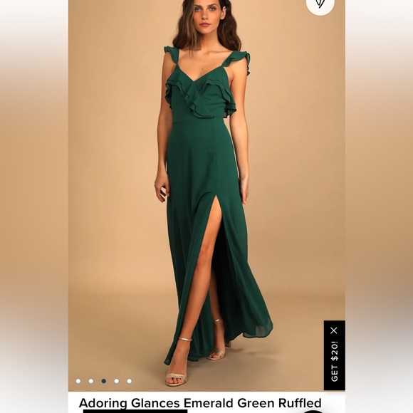 Lulus emerald Adoring Glances gown. Brand New! Never worn - Picture 4 of 5